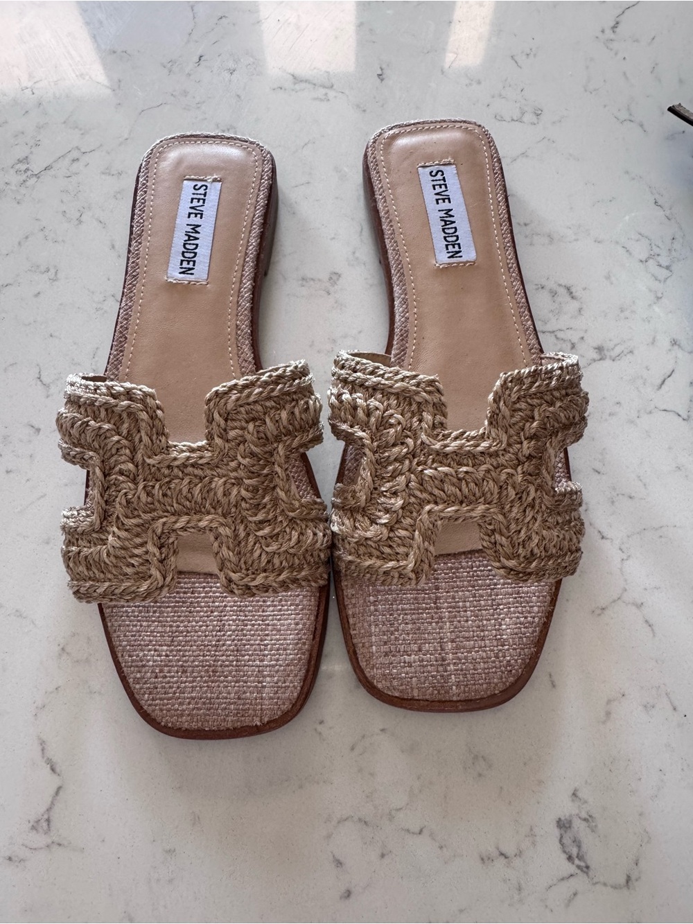 Steve Madden Women's Beige Braided Slide H Sandals size 7 NEW